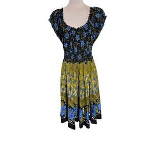 Pretty‎ Pink Women Small Dress Blue Olive Black Cotton  Peasant Boho Vintage